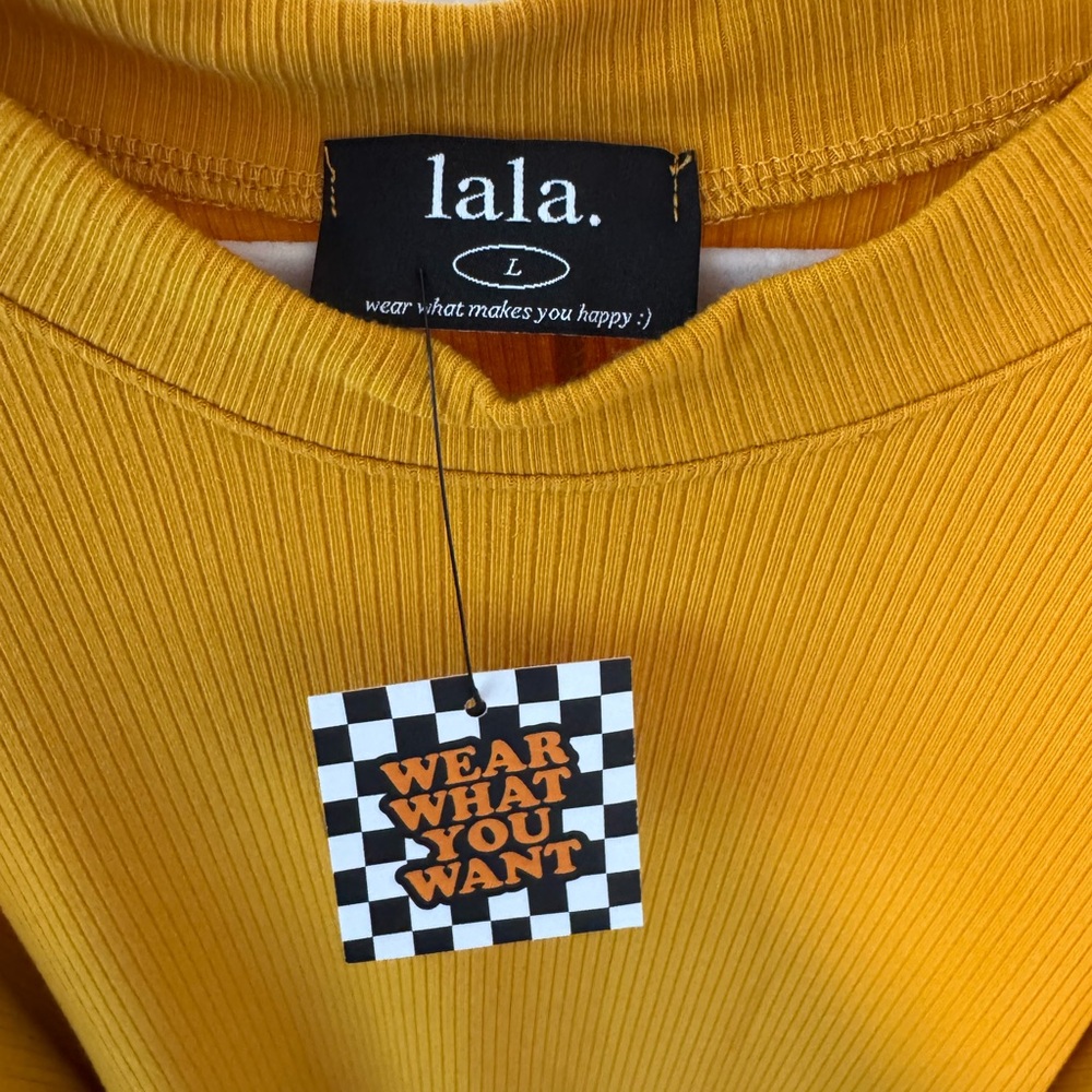 *SOLD OUT ONLINE* Dressed in LALA Ribbed Playsuit in Golden Yellow - Picture 5 of 5